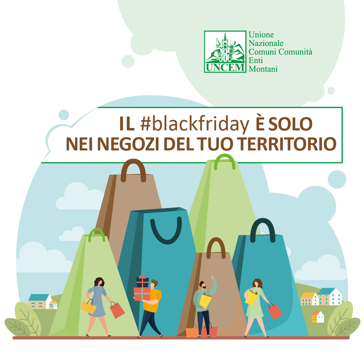 Campagna Uncem contro la desertificazione commerciale dei paesi: “Per il Black Friday scegli il negozio sotto casa, del territorio. Comprare locale salva l’economia locale e fa bene al Paese”