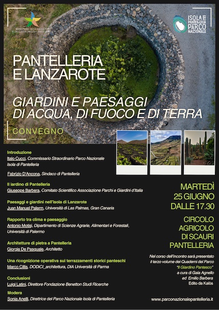 “Pantelleria e Lanzarote. Giardini e paesaggi di acqua, di fuoco e di terra”: il convegno in programma il 25 giugno al circolo di Scauri