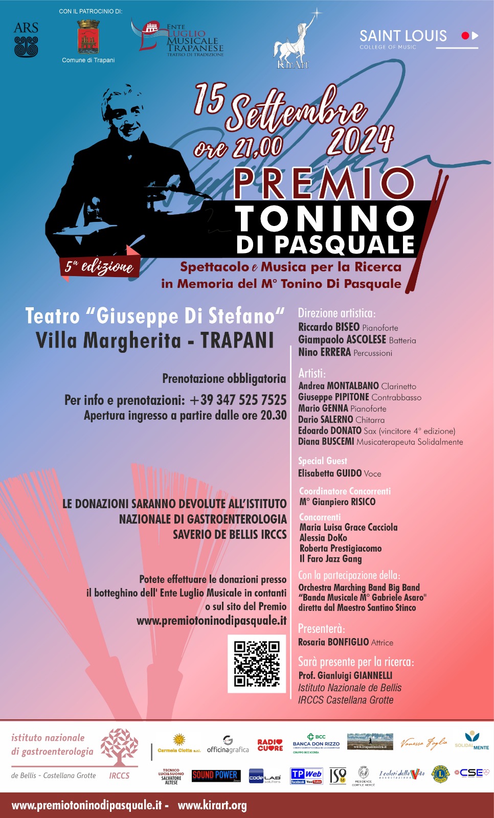 Al Giuseppe Di Stefano di Trapani la V Edizione del Premio “Tonino Di Pasquale”, una serata dedicata al Jazz, allo Swing e alla ricerca scientifica