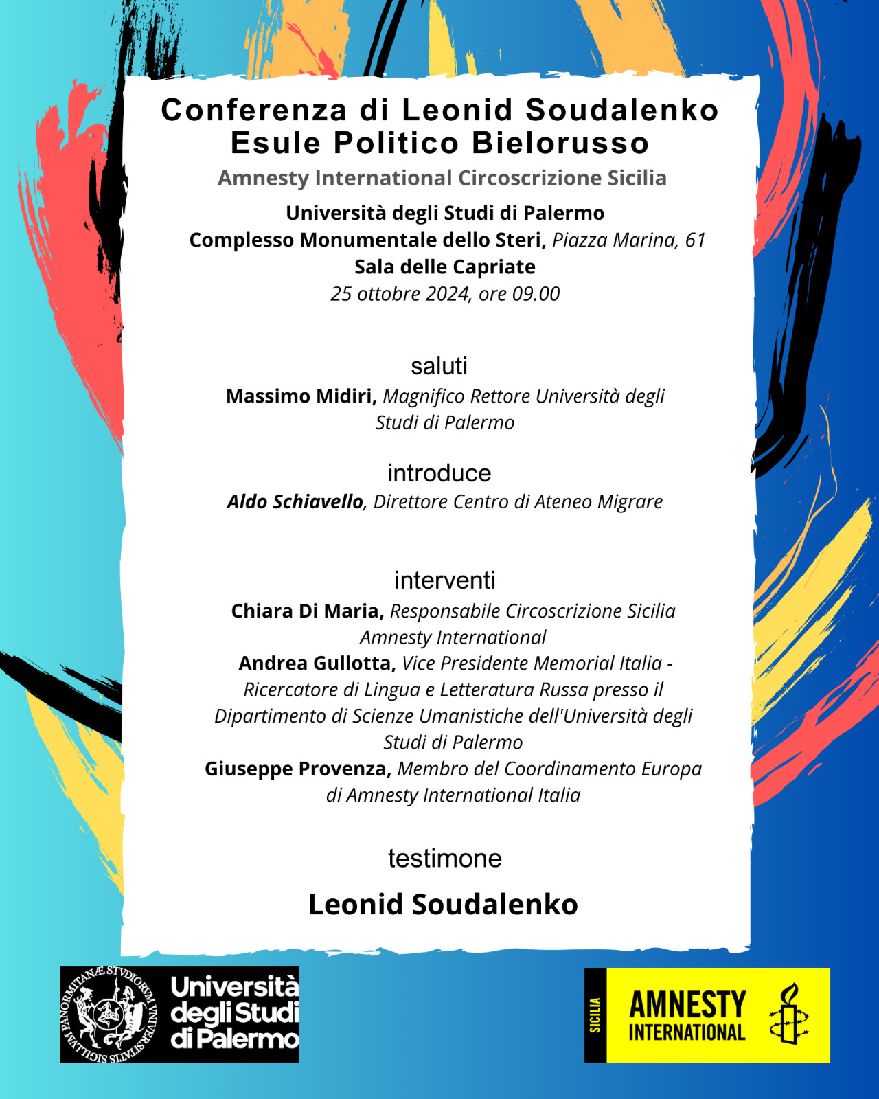 Serie di conferenze del prigioniero di coscienza bielorusso Leonid Soudalenko con Amnesty International