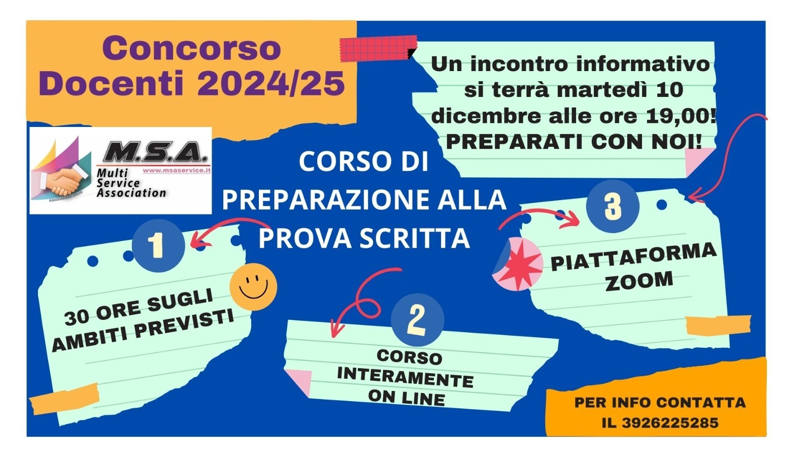 MSA (comparto scuola) attiva un Corso di preparazione alla prova scritta per il nuovo concorso docenti 2024